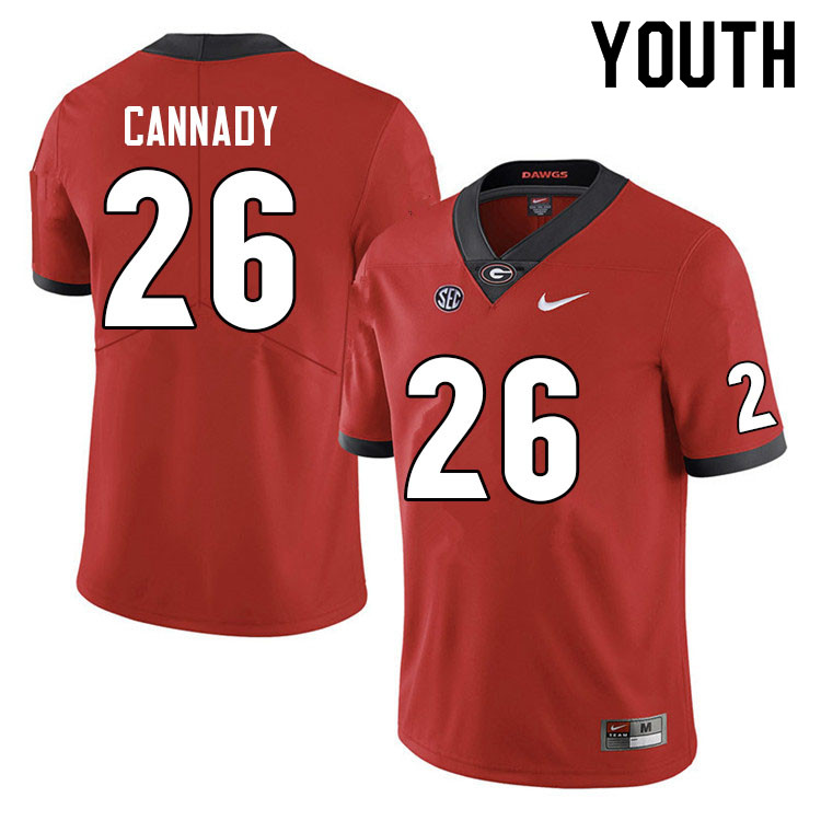 Youth #26 Jehlen Cannady Georgia Bulldogs College Football Jerseys Sale-Red Anniversary